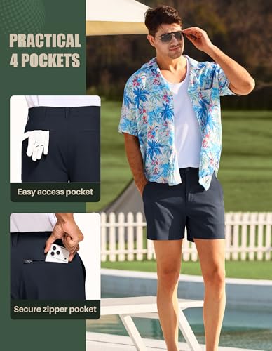 Image of PULI Golf Shorts Men 5 Inch Inseam Stretch Casual Dress Shorts with Pockets Waterproof Lightweight Quick Dry