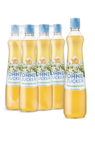 YO Sirup Holunderblüte (6 x 700 ml) – ohne Zucker, nur 2 Kalorien in 100 ml Fertiggetränk, vegan – 1x Flasche ergibt bis zu 6 Liter Fertiggetränk 1