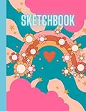 Retro Groovy Sketchbook: Colorful Retro Sketchbook, Colorful Cute Retro Vintage 80s Notebook Journal for Kids teens girls and adults, Drawing notebook for writing and sketching, Sketchbook For Artist Drawing Blank Paper Pad 8.5" x 11" - Notebook 100 Pages