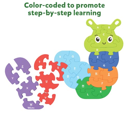 Skillmatics Wooden Puzzle - The Clever Caterpillar, 2 Puzzles In 1, 26 Double-Sided Pieces, Learn Letters & Numbers, Gifts For Ages 3 To 7 #TOP4