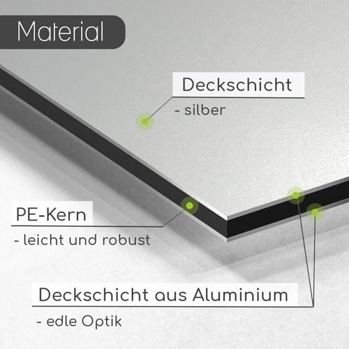 iSecur Aluverbundplatte Silber I 15 x 20 cm I wetterfestes Aluminium Schild in Edelstahl Optik I 3 mm stark I witterungsbeständig I für Innen- und Außenbereich I az136