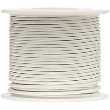 18 AWG Gauge Stranded Hook Up Wire, 25 ft Length, White, 0.0403" Diameter, UL1015, 600 Volts
