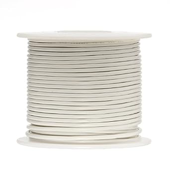 26 AWG Gauge Stranded Hook Up Wire, 500 ft Length, White, 0.0190" Diameter, UL1007, 300 Volts
