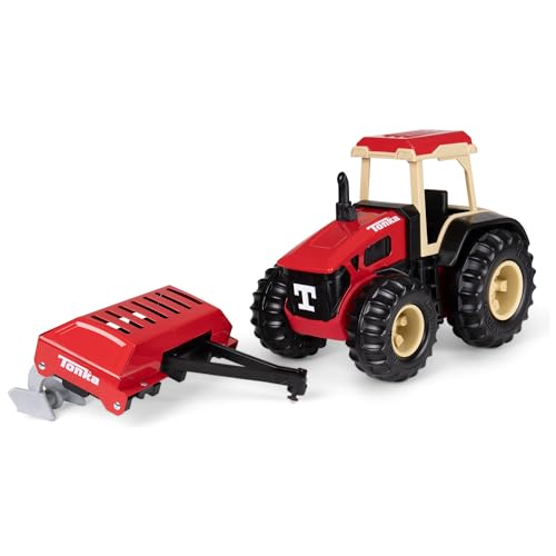 Tonka Steel Classics | Tractor & Plow | Kids Construction Toys for Boys and Girls Vehicle Toys for Creative Play Motor Skill Development for Kids Ages 3+ | Basic Fun 06221 FFP