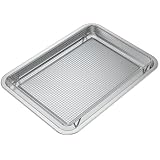 Onlyfire Stainless Steel Baking Sheet with Rack, 15.35 x 11.5 Cookie Sheet Pan Tray with Cooling Rack, Nonstick Roasting Pan Baking Pan for Oven, Smokers and Pellet Grills