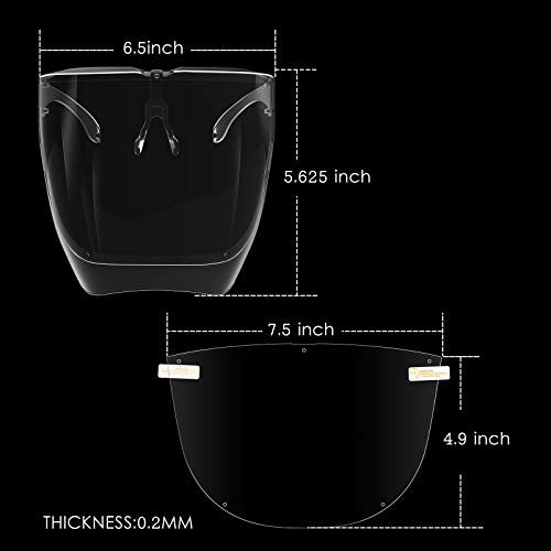 Ewa (5 Replaceable Visors Packed) Clear Safety Face Shield, Super Lightweight High-Definition Reusable Transparent Glasses, Protective Anti-Fog Shields, 1 Glass Frame + 5 Visors #TOP6