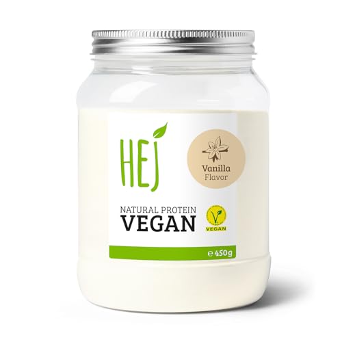 HEJ Protein Pulver Vegan - Eiweißpulver aus Reis- & Erbsenprotein - Für Muskelaufbau & Fitness - 22,3g Eiweiß pro Portion - Als Shake oder Zutat - Vanilla 450g