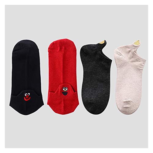 Zxebhsm Chaussette Chaussettes de Mode Femme 2020 Nouveau Printemps 4Pair Cheville Fille Coton Couleur nouveauté Femmes Femmes Mode Mignon Coeur décontracté Chaussette drôle Automne Cover