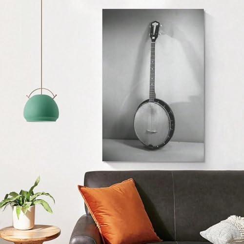 Décoration murale banjo toile noire et blanche pour mur vide - 6