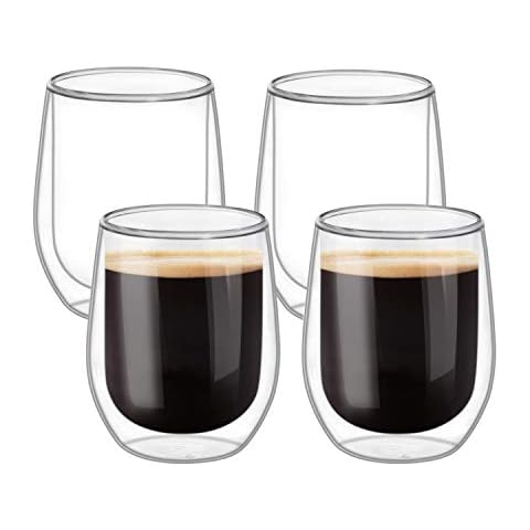 ComSaf 300ML Double Walled Glass Mug Set of 4, Thermal Insulation, Mug for Hot/Cold Drinks, Tumbler for Tea Cappuccino Latte Hot Chocolate, Housewarming Gifts Cover