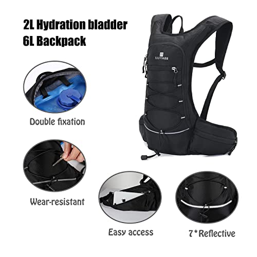 BBAIYULE Hydration Pack,Insulated Hydration Backpack with 2L BPA Free Water Bladder,for Running,Hiking,Cycling,Climbing,Camping,Biking (dark black) - Image 4