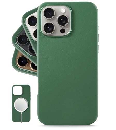 Coque iPhone 16 Pro Max Cuir Vele Vert foncé Idéal pour le Bureau et le Quotidien Magsafe
