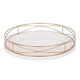 Kate and Laurel Mendel Round Tray with Decorative Metal Rim 14