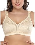 Deyllo Damen Vollschalen Minimizer BH Nicht Bügel Große Größen BH Klassischer (Beige,110E)