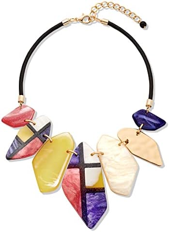 ENSKEFEN Acrylic Collar Necklace for Women Bib Statement Necklace Red Chunky Novelty Acrylic Necklace Multicolor Costume Jewelry