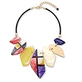 ENSKEFEN Acrylic Collar Necklace for Women Bib Statement Necklace Red Chunky Novelty Acrylic Necklac