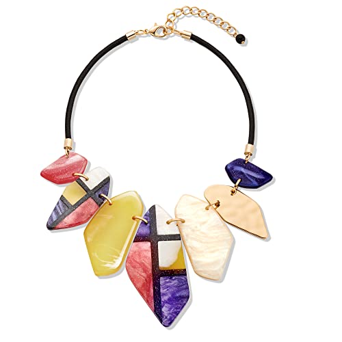Enskefen Acrylic Collar Necklace For Women Bib Statement Necklace Red Chunky Novelty Acrylic Necklace Multicolor Costume Jewelry #TOP1