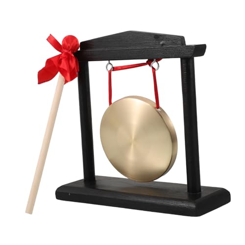 COSMEVIVI Small Brass Gong Stand 10cm Gong for Meditation Chinese Instrument with Mallet