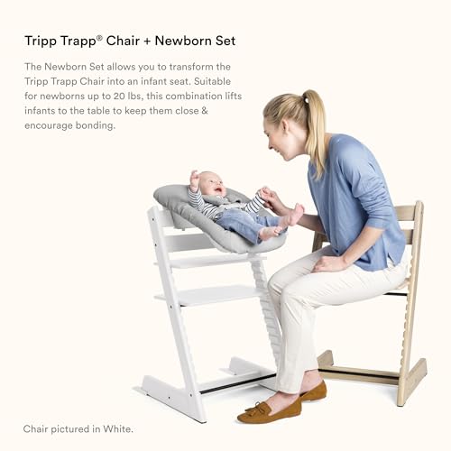 Tripp Trapp Chair from Stokke (Natural) + Tripp Trapp Newborn Set (Grey) - Cozy, Safe & Simple to Use - for Newborns Up to 20 lbs