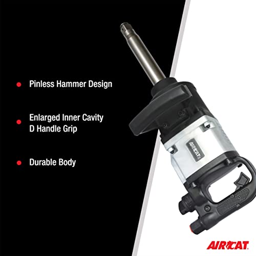 Aircat Pneumatic Tools 1992: 1-Inch Straight Impact Wrench With Pinless Hammer Mechanism 2,000 Ft-Lbs - 8-Inch Extended Anvil #TOP4
