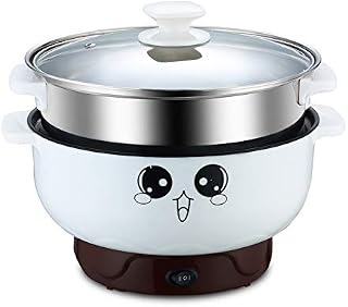 ele ELEOPTION 4-in-1 Multifunction Electric Skillet Non-Stick Stainless Steel Hot Pot Noodles Rice Cooker Steamed Egg Soup Pot Mini Heating Pan Cooking Fried (Electric Skillet, 2.3L(Diameter 20CM))