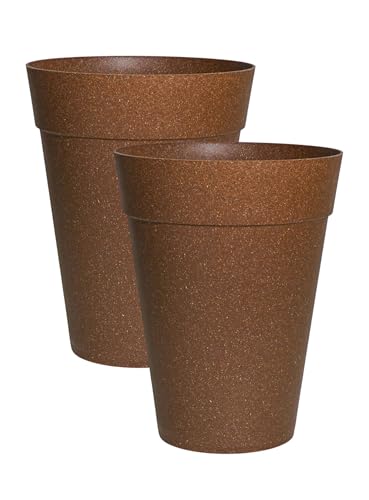 Image of Harshdeep Plant Pot - Rome - Indoor Home Living Room Balcony Garden Decorative Eco Friendly Round 12 Inch Planter Made of Bamboo and Rice Husk Set of 2 (Brown)