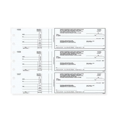 Blue Safety Duplicate Manual Business Checks, 3 to a Page with Stub, 250 Count