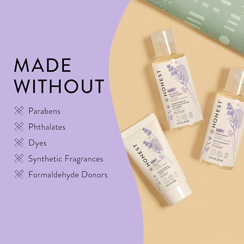The Honest Company Babe's Coffret cadeau de voyage avec shampooing à la lavande + lavage corporel, lotion visage et corps (1 fl oz), baume bio polyvalent – vue 3