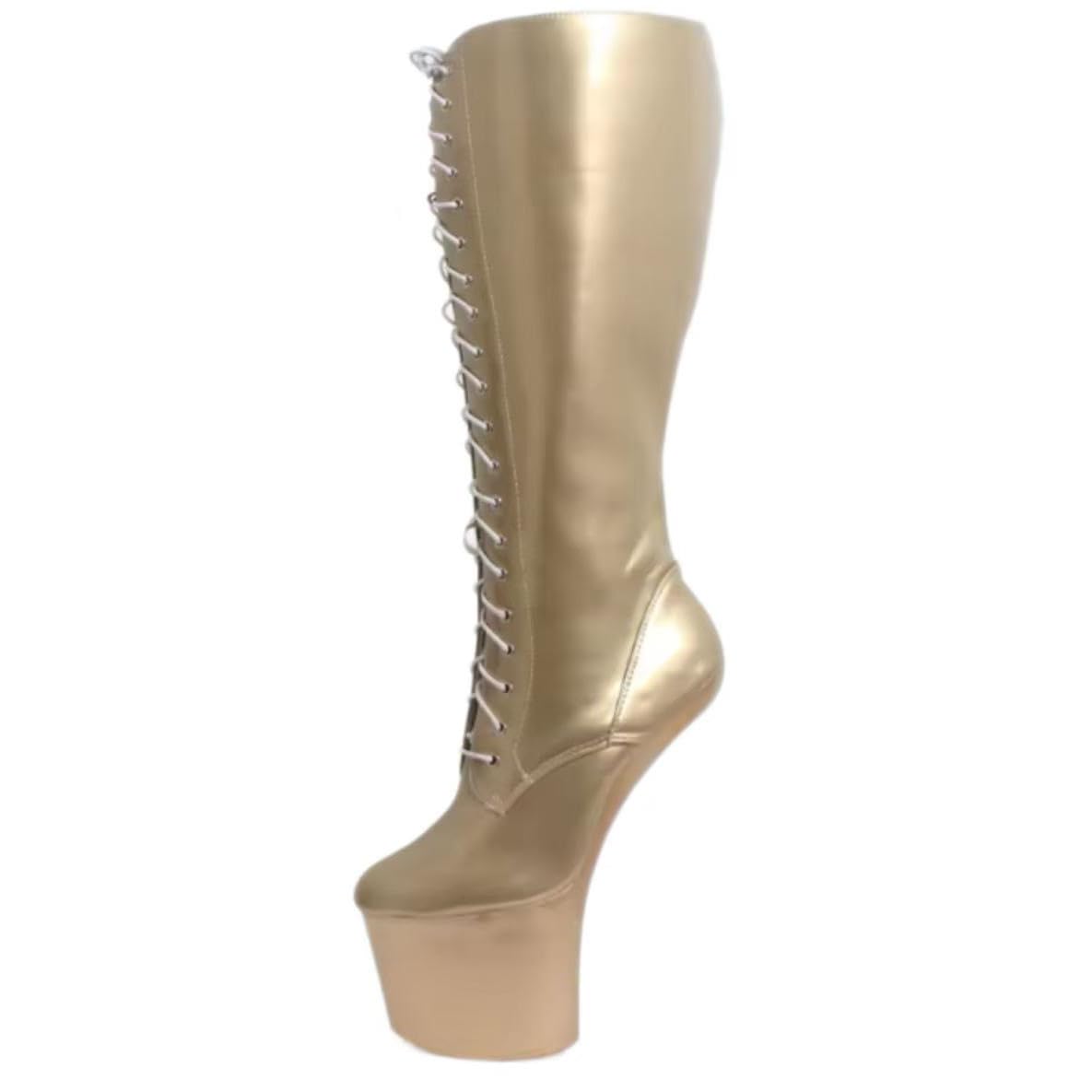 Pole Dance Shoes - 20cm Heel-Less Knee-High Boots Chunky Soles Mid-Calf for Gothic Parties Y2K Nightlife