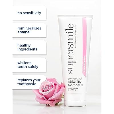 Supersmile Rosewater Mint whitening toothpaste with fluoride professional formula for brighter teeth Whitens Up to 6 Shades, 8 oz