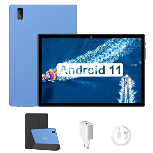 DUODUOGO Tablet 10 Pulgadas Android 11, 4 GB RAM 64 GB ROM/TF 256 GB, Certificación GMS, Pantalla HD IPS, Tablet WiFi Baratas y Buenas, 6000 mAh, Cámara Doble, Bluetooth, Type-C, Funda Protectora Cover