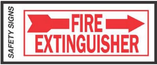 Hy-Ko Products FE-2R Left Arrow Glow in the Dark Fire Extinguisher Sign, 4" x 10", Red