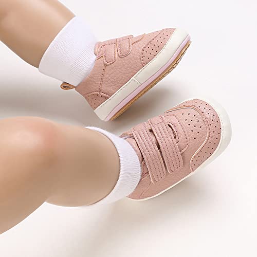 Image of Clowora Baby Boys Girls Shoes Non-Slip Rubber Sole Sneakers Infant First Walking Toddler Crib Shoes Newborn Loafers Flats. (08 /Pink,12-18 Months)