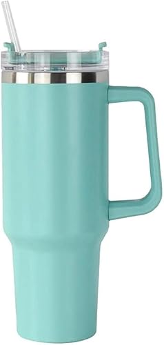 Miniatura 1 de Pen Kit Mall - Taza aislada de 40 onzas con asa para agua, café, bebidas frías y calientes  Diseño de acero inoxidable de doble pared, pajita ancha,