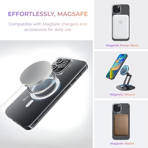 Image of Anti Yellow Clear Magnet Case for iPhone 15, Premium Polycarbonate, Ultra Strong Magnets, 360 Drop Protection, Raised Camera Protection, MagSafe Compatible
