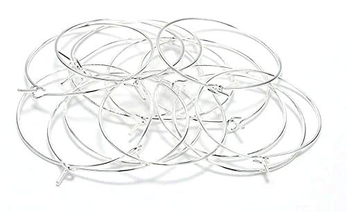 20 Pairs (40 Pcs) Approx 40mm Silver Color Hoops Earrings Big Circle Ear Hoops Earrings Wires for DIY Jewelry Making Supplies