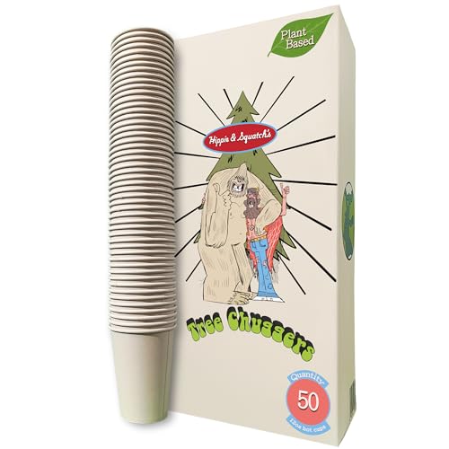 Tree Chuggers Bamboo Fiber Hot Cups 12 oz, 50 Pack