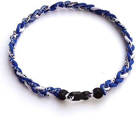 CEBuy 3 Rope Braided Tornado Titanium Sport Baseball Necklace 20" (Blue/White)