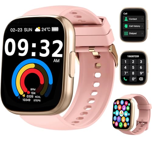 Vtkp Smartwatch Herren Damen，2025 Neue 2.1' HD Touchscreen Fitnessuhr mit Telefonfunktion,110+ Sportmodi IP68 Wasserdicht Sportuhr mit Herzfrequenz Schlafmonitor Schrittzähler-Rosa