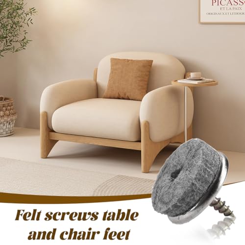 24 Piezas Deslizadores de Fieltro,Protector Patas sillas,Diámetro de 22 mm, Protectores de Suelo, Almohadillas de Fieltro,para Muebles con Clavo Azulejos Sillas Alfombras - imagen 2