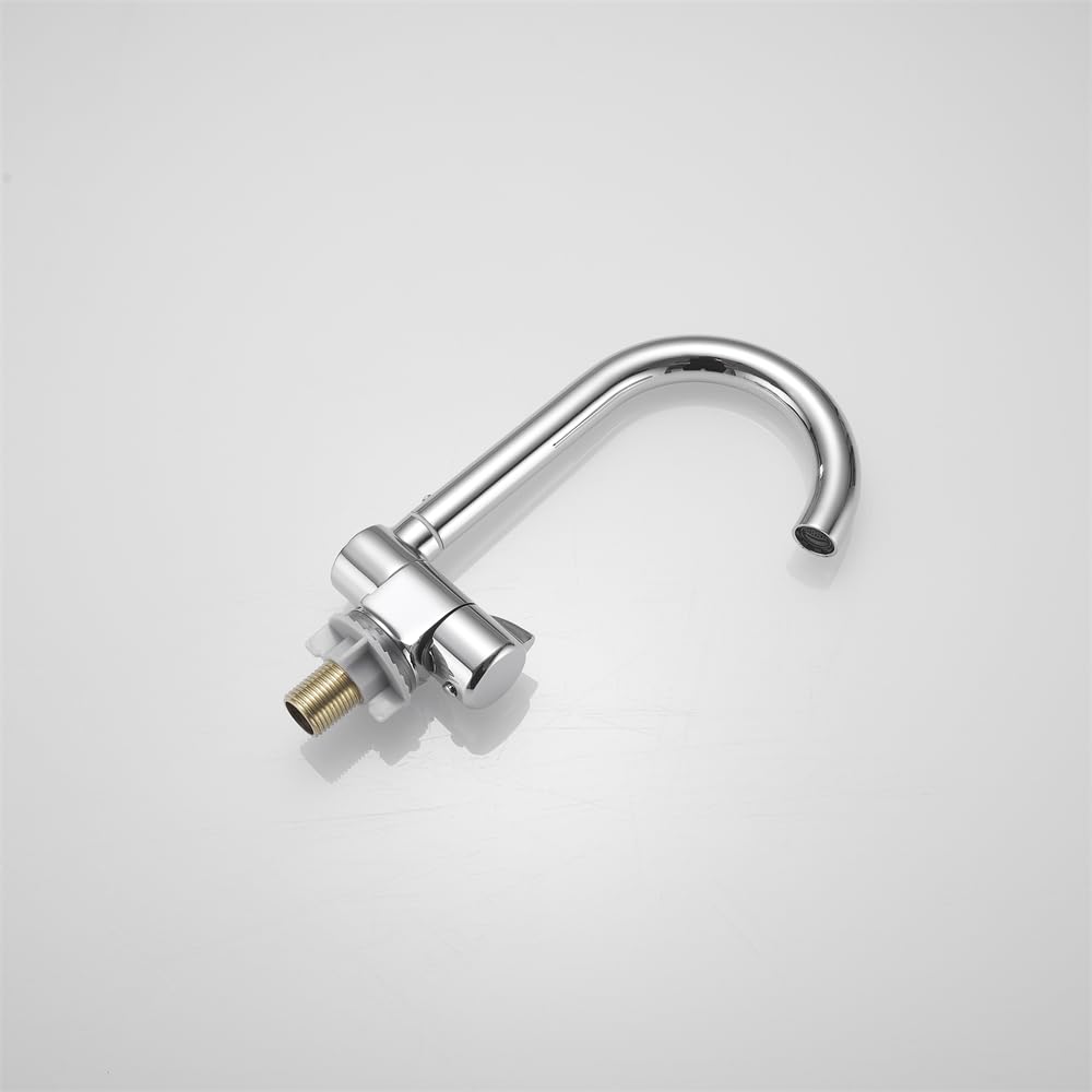 Grifo de Agua fría Plegable de 360° para caravanas y autocaravanas - Grifo Monomando para Lavabo, Montaje en Pared o Cubierta, Acabado Cromado. Ideal para Barcos, Yates y Camping.