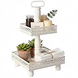  51 cm Etagere bianco 2 ripiani in metallo Shabby Chic cestino Etagere alzata Party Stand Ho