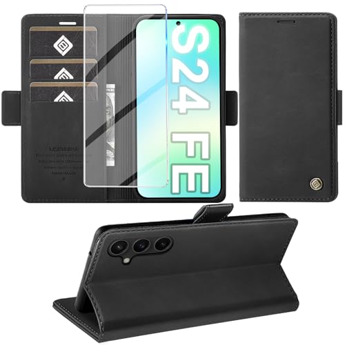 Giyer Handyhülle für Samsung Galaxy S24 FE Hülle mit Schutzfolie, Schutzhülle Galaxy S24 FE 5G PU Leder Wallet Flip Case Standfunktion… – Ansicht 1