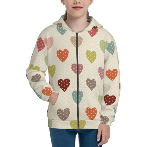 Heart Polka Dot Kid Hoodies Boys Zip Up Sweatshirts Girls Pullover with Pocket3