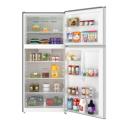 Image of KoolMore 30 Inch 20 Cu Ft Top Freezer Refrigerator, Stainless Steel, Freestanding Full Size Fridge Freezer for Home Kitchen or Garage