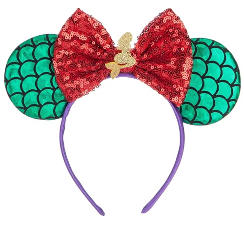 YUNISS Sparkle Mouse Ears Headband for Women & Girls Princess Costume Cosplay Lightweight Cartoon Ear Headbands for Halloween Christmas Party Decoration (TG-MRY-H)