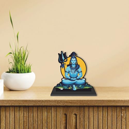 Image of CVANU Wooden Idols & Figurine Table Top Lord Mahadev Decorative Item Religious Showpiece for Study Table| Office Desk| Book Shelf| Gift| Home Decoration (6inch X 6inch) S496