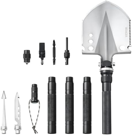 VEVOR Survival Shovel, 13 in 1 Camping Shovel Folding Multitool Kit, Portable and Compact, Stainless Steel, Multifunction for Off-Roading, Camping, Hiking, Outdoor, Survivalist and Emergency