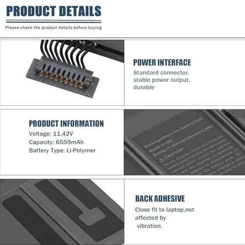 Image of ASUNCELL A1502 A1582 Laptop Battery for MacBook Pro 13 inch Retina [ Early 2015, Mid 2014, Late 2013] A1493 11.42V 74.9Wh