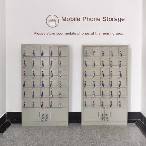 Grande armadietto per cellulare in acciaio per aule e ufficio, armadietto con 48 scomparti per impiegati scolastici, soluzione di archiviazione sicura per telefoni cellulari